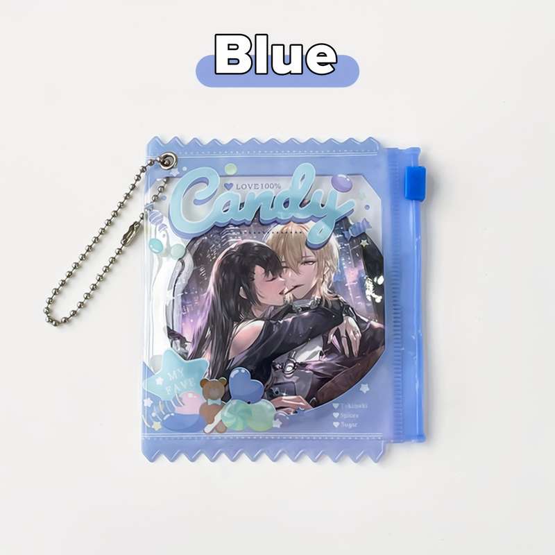 1pc Transparent PVC Dustproof Bag with Keychain Sweet Candy Theme Multi-Color Options Zipper