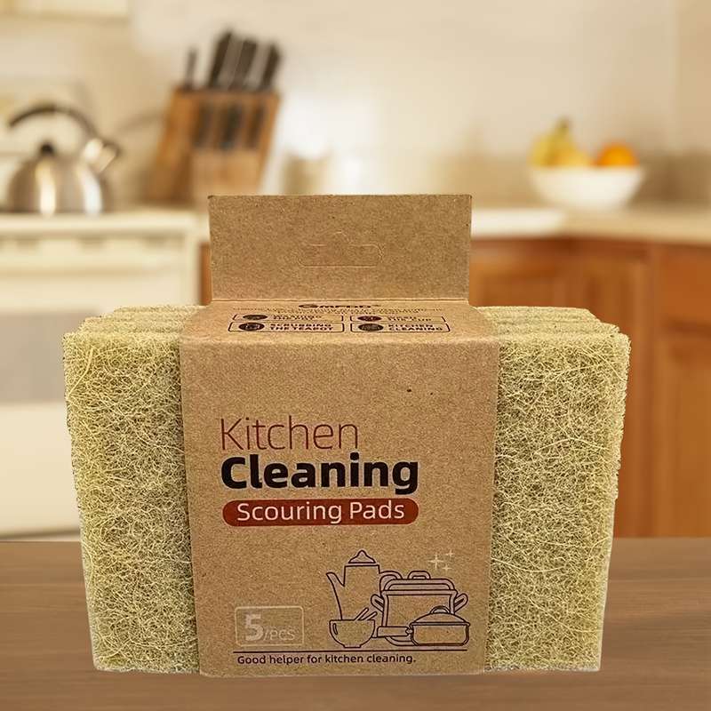 5pcs Premium Natural Sisal Fiber Kitchen Cleaning Pads Scratch-Free Thick 100% Sisal Scrubbi