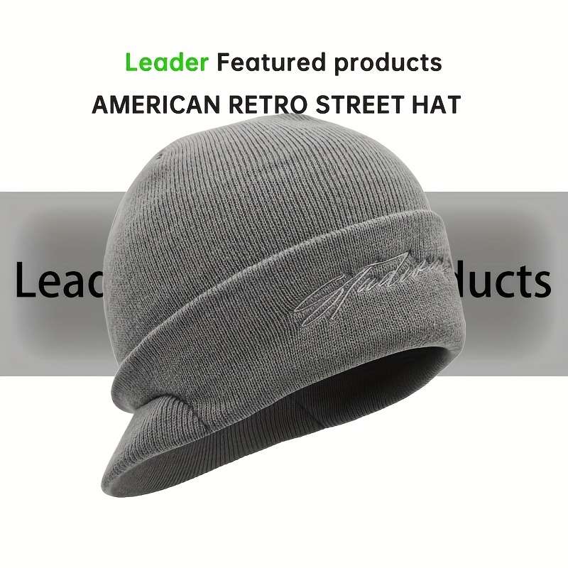 1pc Vintage-Inspired Embroidered Beanie with Brim Perfect for Casual Attire Outdoor Adventures