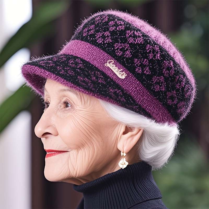 1pc Women'S Fashion Winter Knit Beanie Cap with Earflaps Comfortable Stretch Fleece-Lined Wa