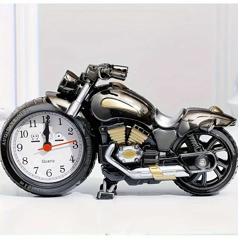 1pc Retro Motorcycle Alarm Clock Vintage Desk Accessory with Multi-Face Mode Plastic Material Sleep