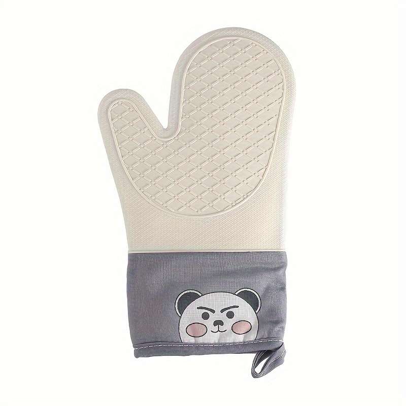 1pc Silicone Oven Gloves Panda Prints Oven Mitts Heat Resistant Kitchen Gloves with Soft Linin