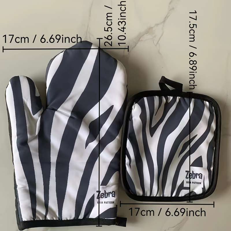 2pcs 1Set Creative Cow Pattern Plaid Sunflower Zebra-Stripe And Stripes Heat Insulation Pad Ove