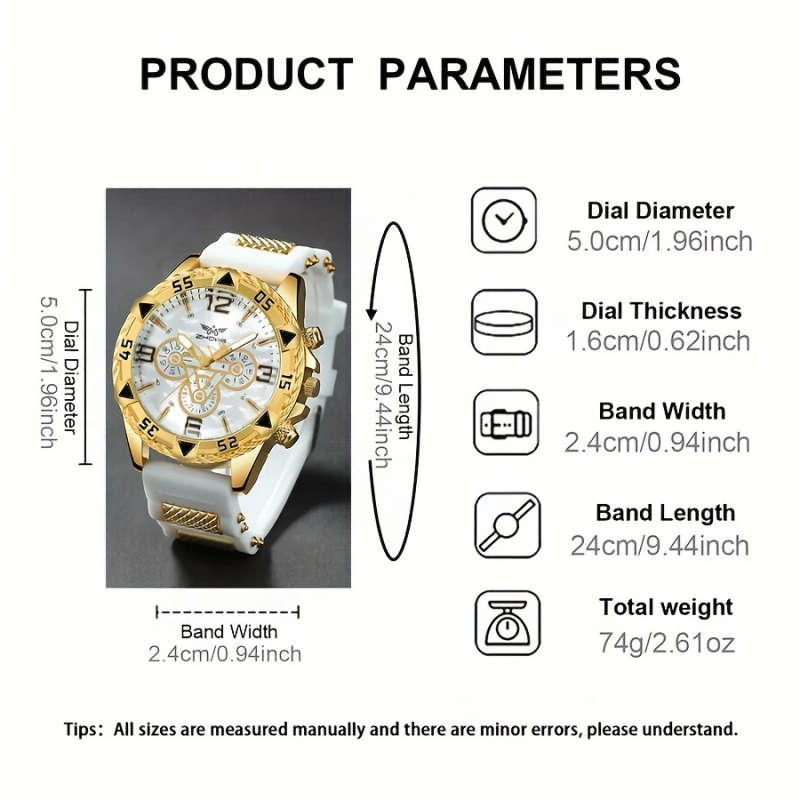 2pcs set Fashionable Men'S Quartz Watch and Bracelet Combo Shock-Resistant Analog Round Alloy Case