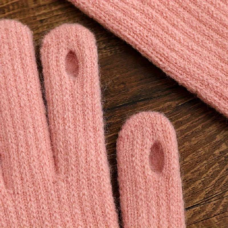 1 Pair Beige Color Warm Gloves
