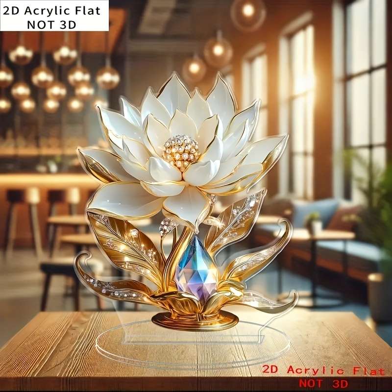 1pc 2D Flat  Elegant  Acrylic for Lotus Flower Display Stand Bohemian Style Desktop Decor with