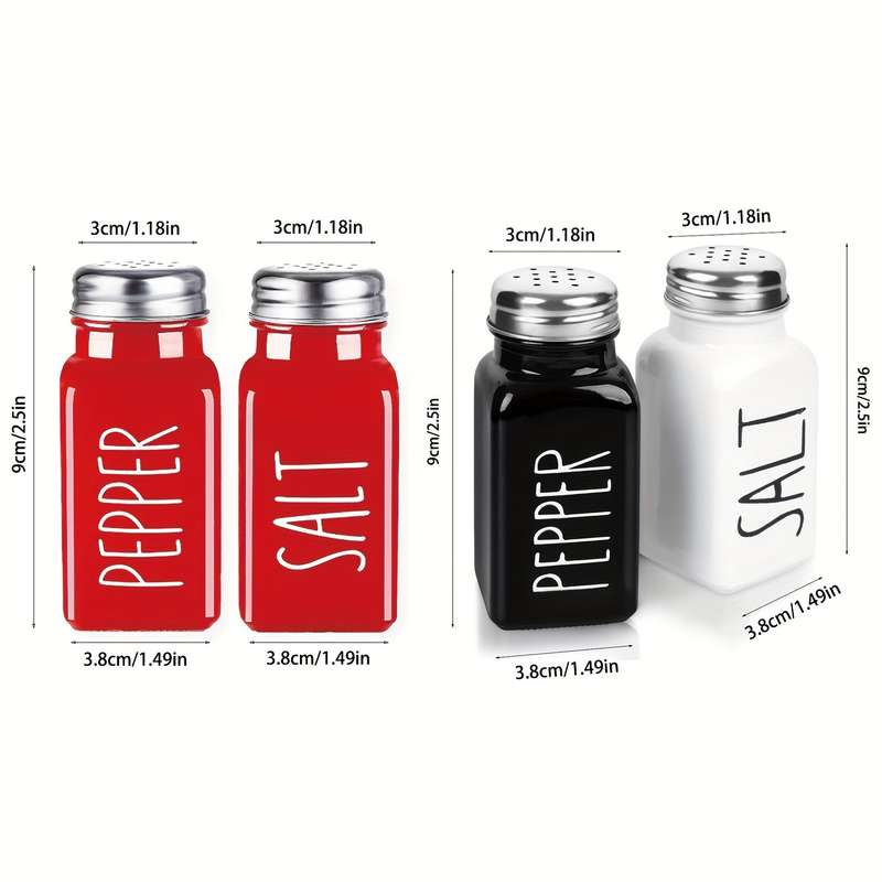 2pcs Salt And Pepper Shakers Set Glass Spice Shaker With Stainless Steel Lid Salt And Pepper