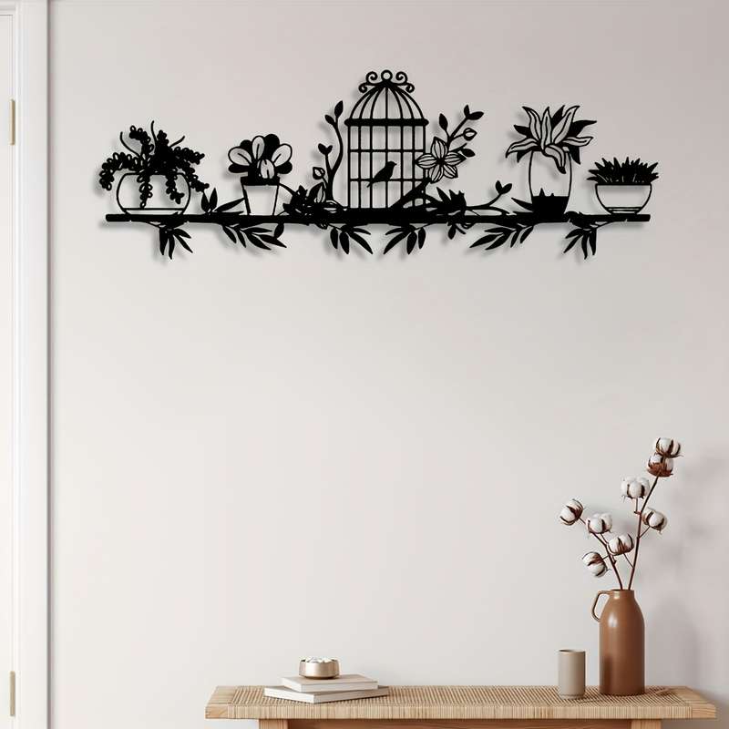 1pc Elegant Metal Wall Art with Birds  Floral DesignPerfect for Home Garden or Office Decor U