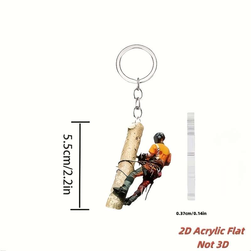 1pc 2D Flat  Acrylic Lumberjack Keychain Waterproof Durable Ideal Gift for Family and Friends U