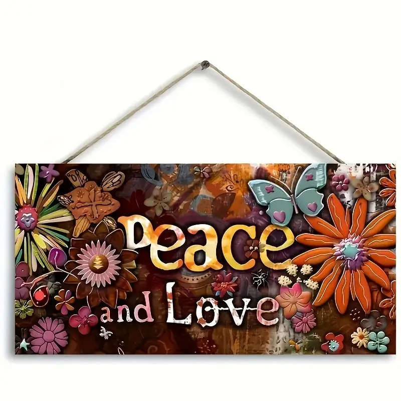 1pc Charming Peace Love Wooden Home Decor Sign Perfect Holiday Gift for Friends and Family Easy Hang