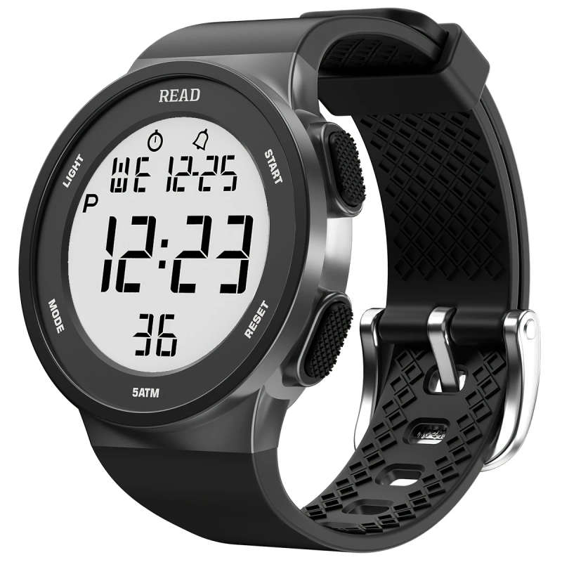 1pc Cute Round Digital Watch Stainless Steel Strap Chronograph High-Resolution LED Ultra HD Display