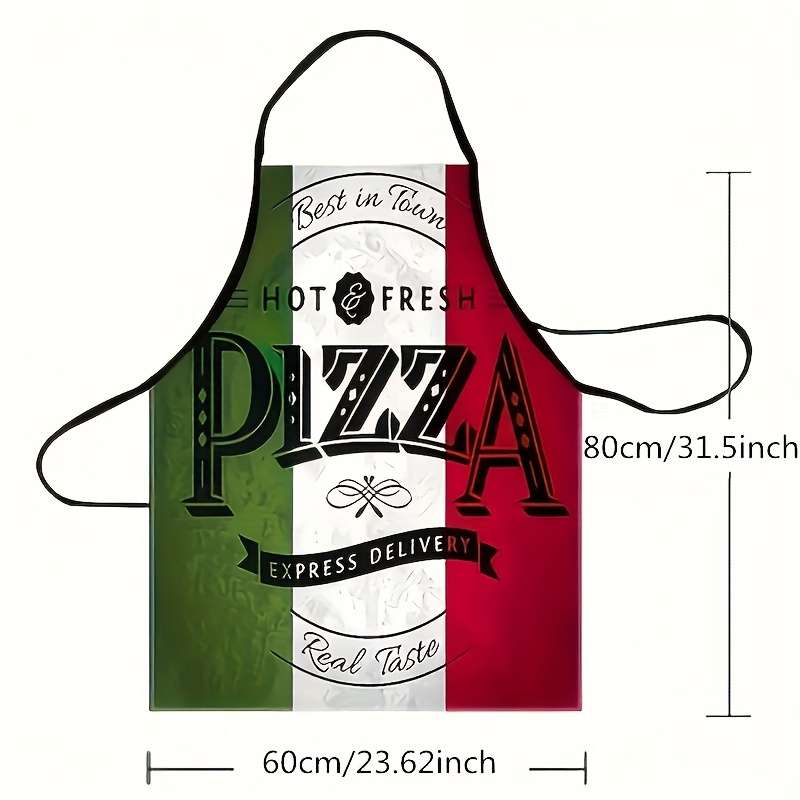 1pc Italian Pizza Print Kitchen Apron Polyester Cooking Bib for Cooking Baking BBQ with Hom