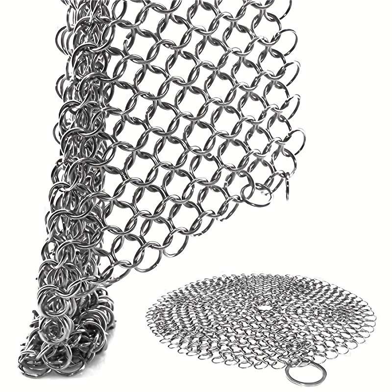 1pc Stainless Steel Scouring Pad with Plastic Handle Durable Reusable Kitchen Cleaning Tool for