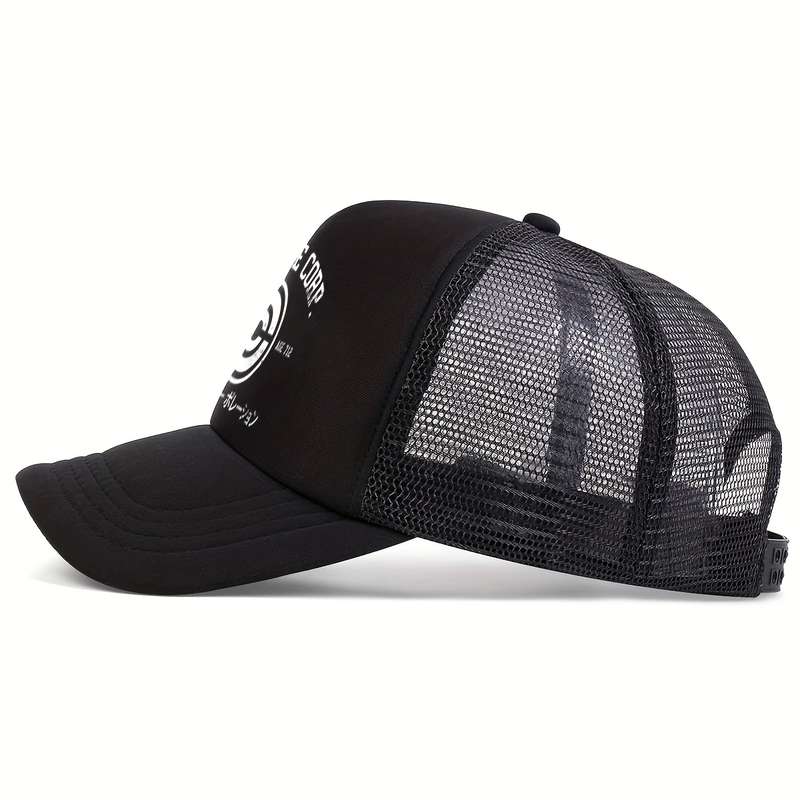 1pc Anime Printed Half Mesh Baseball Cap Unisex Outdoor Simple Fashion Lightweight Portabl
