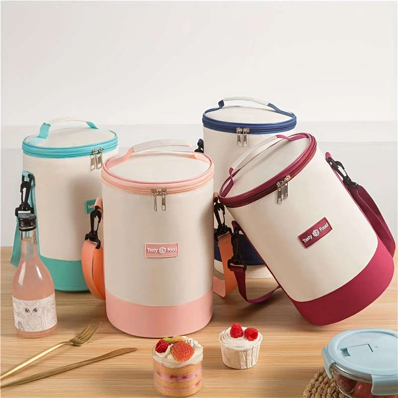 1pc Versatile Insulated Lunch Bag with Shoulder Strap Waterproof Oxford Fabric Perfect