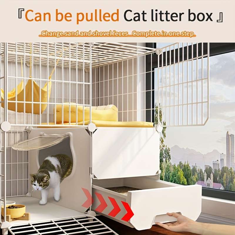 1pc 2-row external litter box Pet Cage