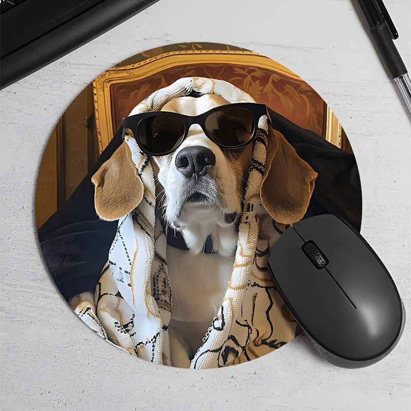 1pc Random Placement Print  Wide Angle Puppy Pattern Round Portable Mouse Pad Computer