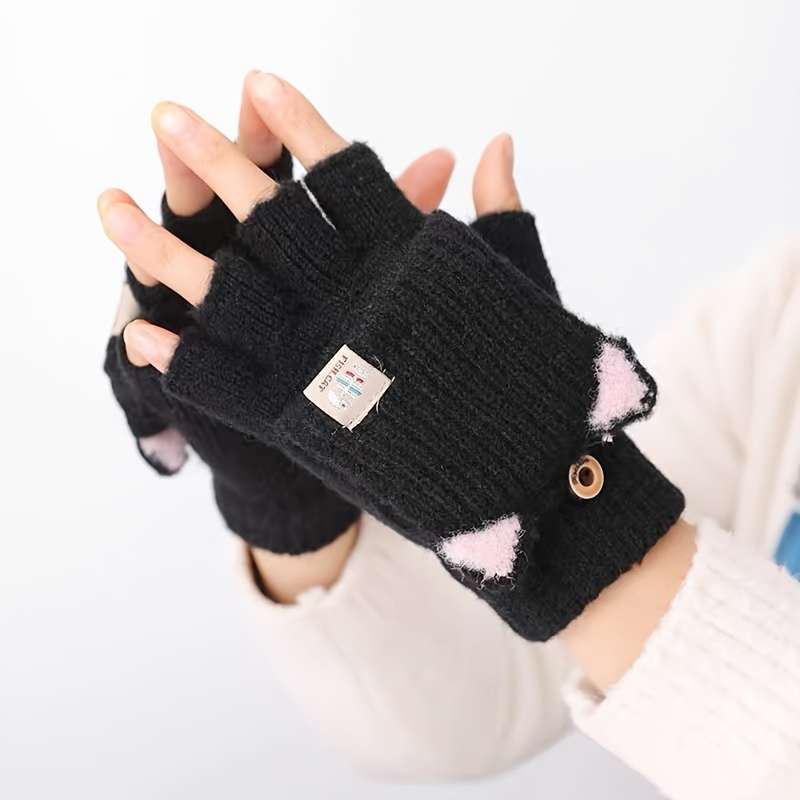 1 Pair Pink One Size Warm Gloves