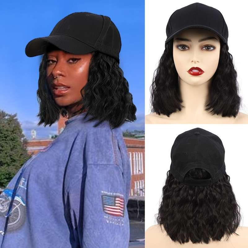 1Pc Black 30.48cm Fashion Design Wig