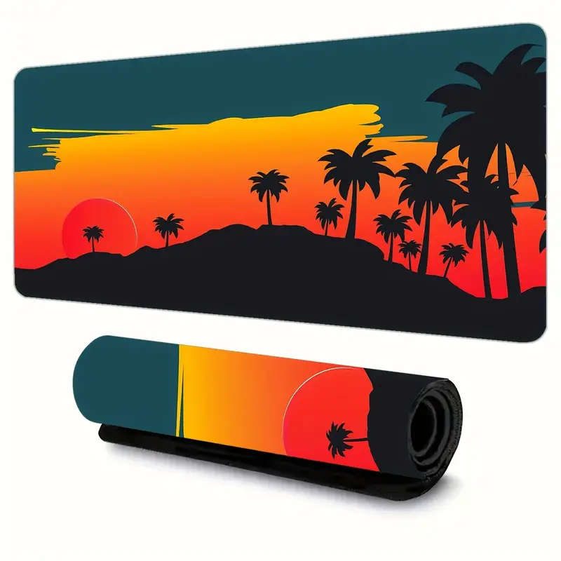 1pc 40x90cm Rainforest Sunset Palm Tree Mouse Pad Colorful Office Desk Accessory
