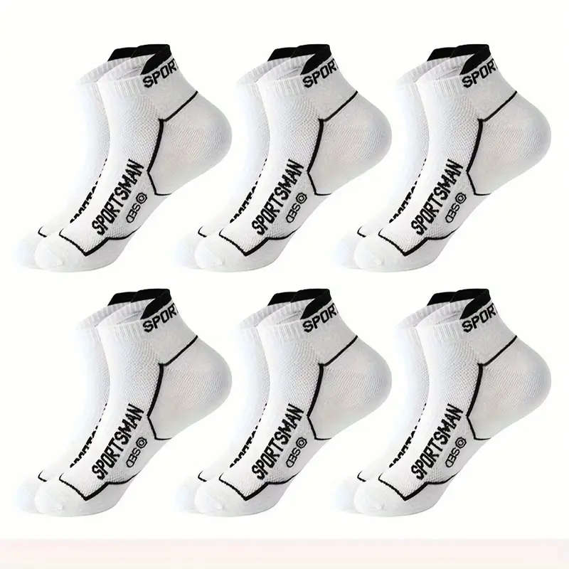 6 Pairs of Unisex Athletic Socks - Breathable Cotton