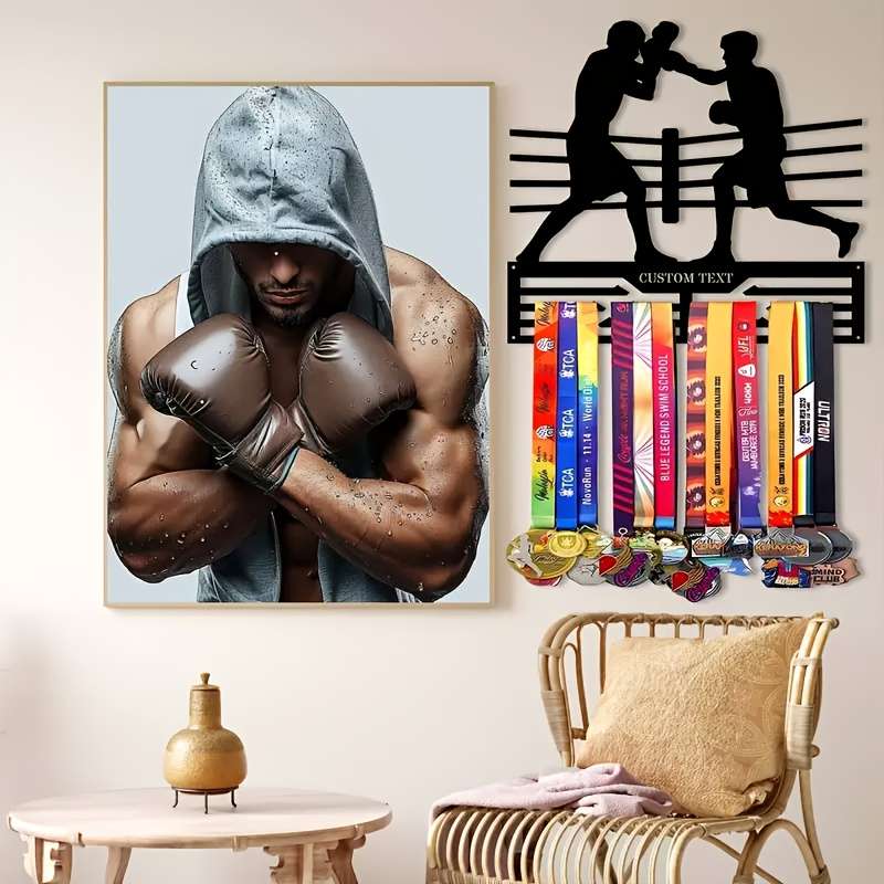 Custom Boxing Medals Display StandPersonalized Metal Wall Sculpture for Home  Outdoor Decoration
