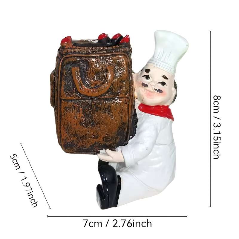 1pc Chef Figurine Toothpick Holder Charming Resin Kitchen Decor with "CHEF" Label Ideal for