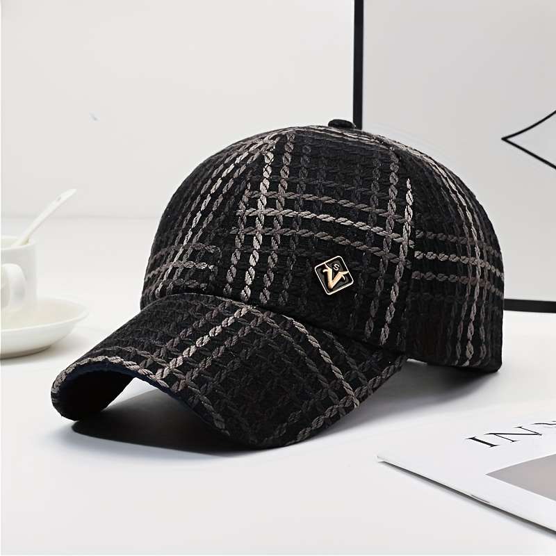 1pc Outdoor Adventures) Women's Vintage Plaid Baseball Cap Stylish Cotton Blend Sun Protection