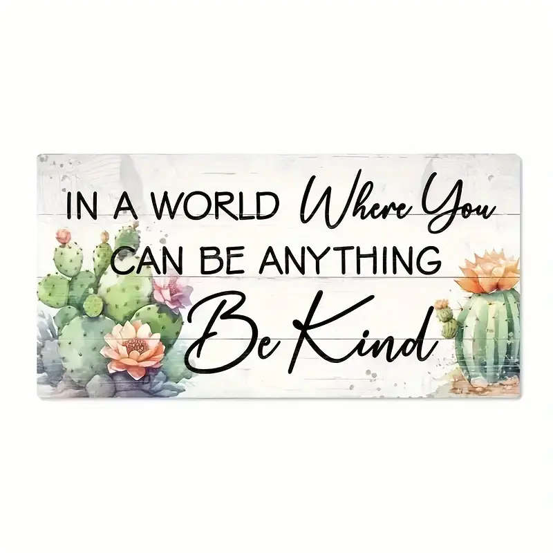 1pc Inspirational Wooden Sign Plaque Be Kind Message Rustic Wall Art Decor for Home Cafe Club Durabl