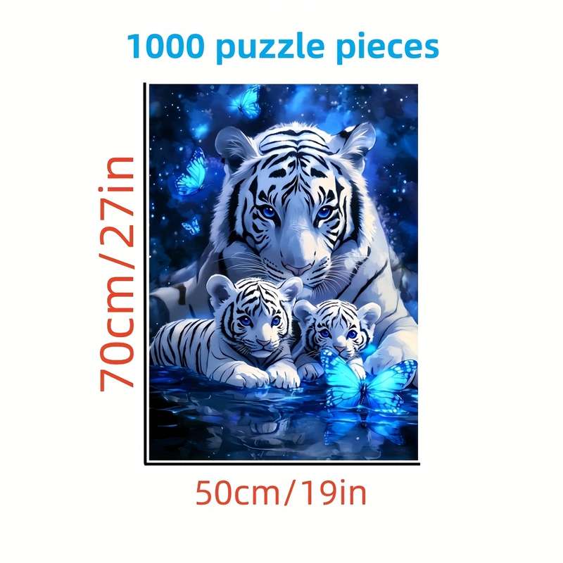 1000pcs Tiger Jigsaw Puzzle Challenging DIY Brain Teaser with Stunning White Tigers