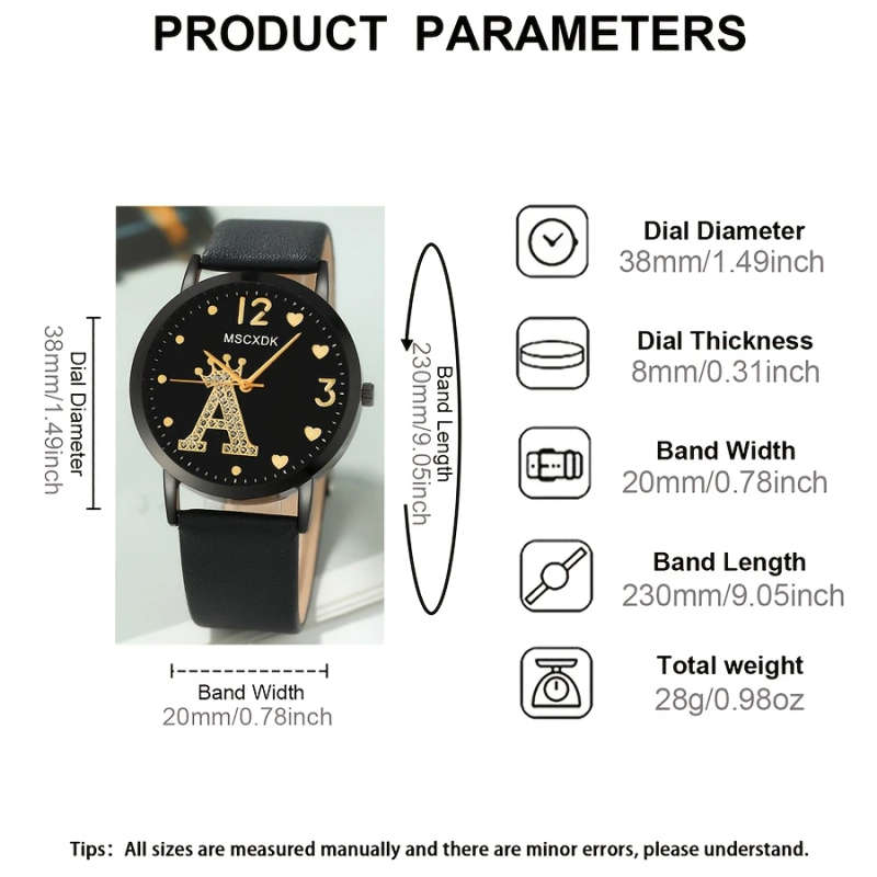 1pc Fashionable Women's Quartz Watch Round Analog Display Shock-Resistant Alloy Case PU Leather Band