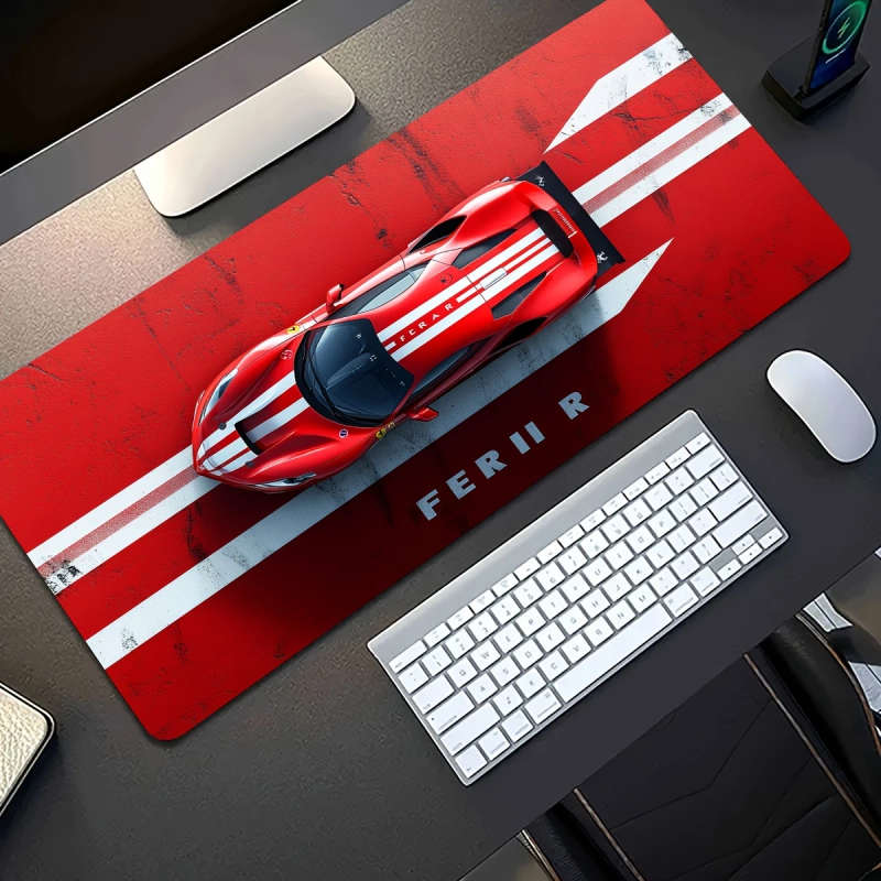 1pc 30x80cm Stylish Red Sports Car Mouse Pad Vibrant Durable Rubber Non-Slip Base