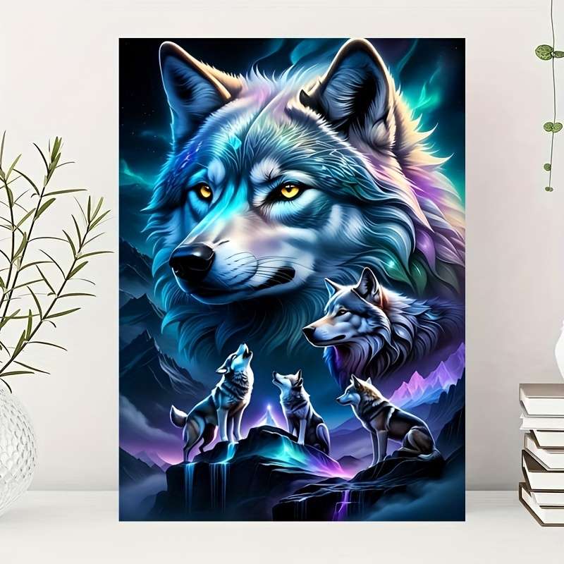 1000pcs Durable Wolf-Themed Jigsaw Puzzle Seamless White Cards 19.7 x 27.5 for A