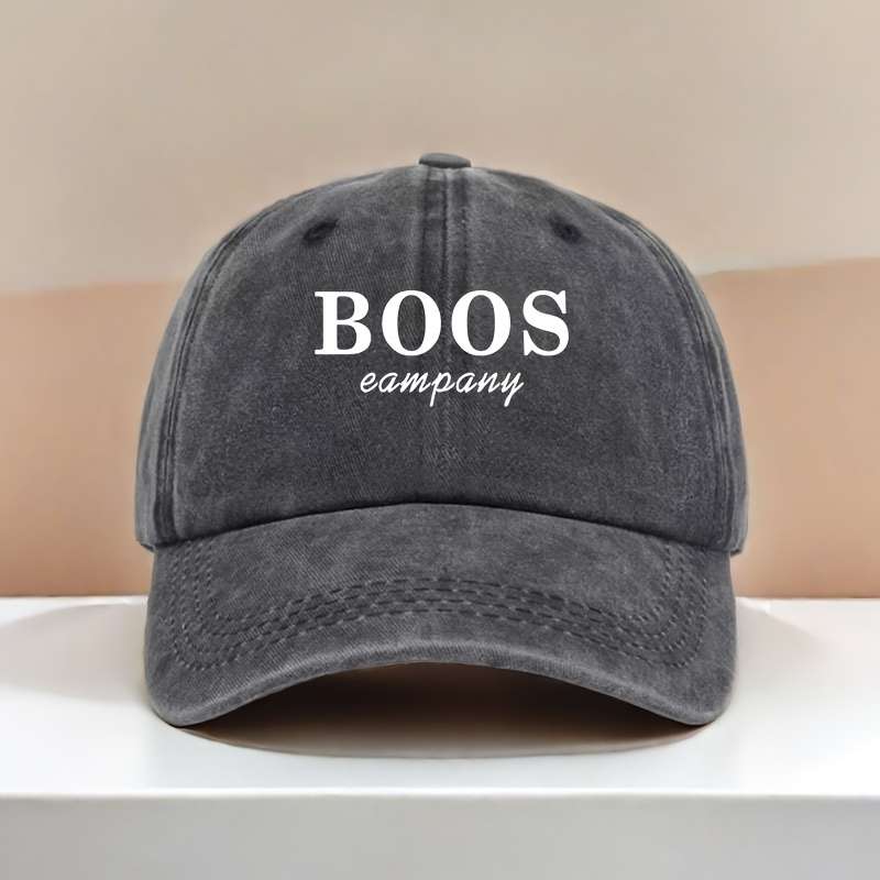 1pc Unisex Washable Baseball Cap with Adjustable Strap BOOS Company Printed Blue Denim Design