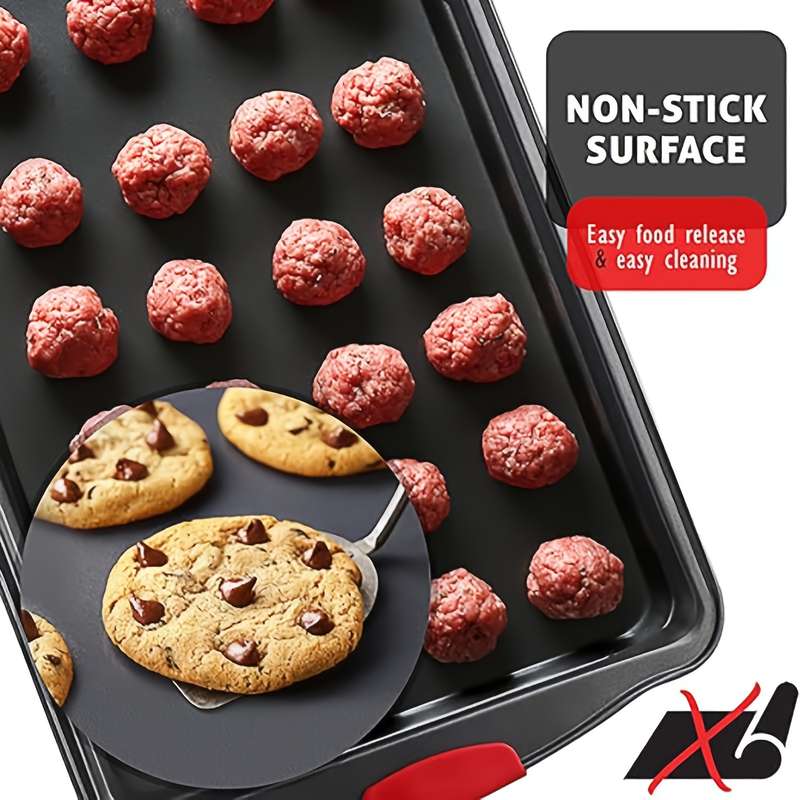 3-Piece Premium Non-Stick Metal Bakeware Set Durable Carbon Steel Heat Resistant Easy-Relea