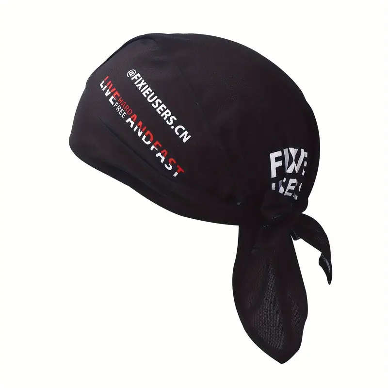 1pc Breathable Quick-Dry Black Pirate Cycling Headscarf For Professional Road And Mountain Bikers