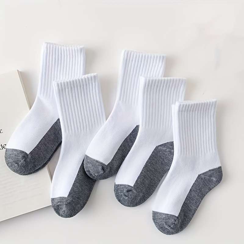 5 Pairs In Grayish White One Size High Elastic Socks