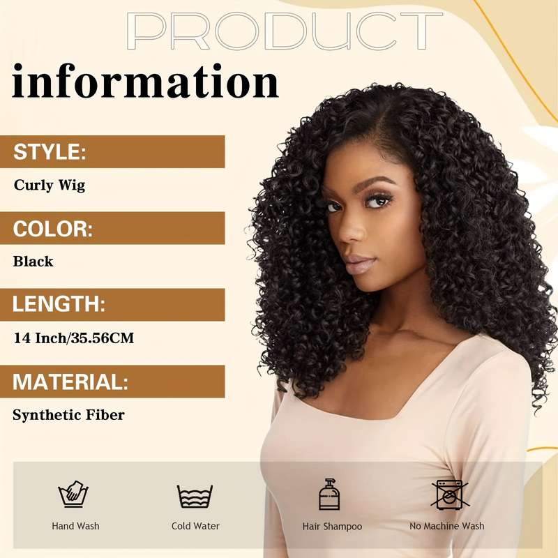 1Pc Black 35.56cm Fashion Design Wig