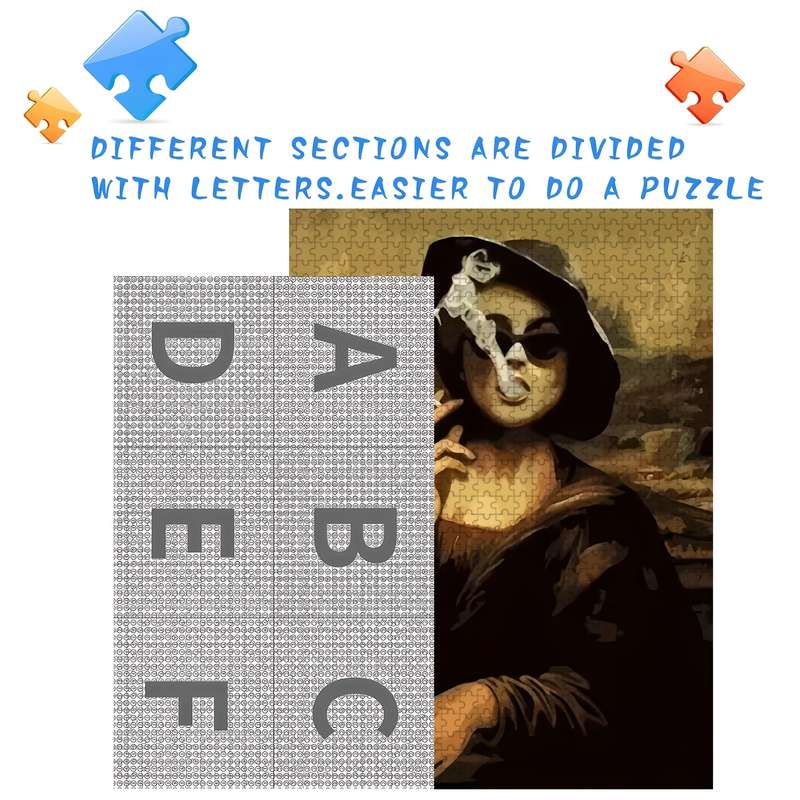 1000pcs Mona Lisa Smoking Jigsaw Puzzle for Adults Families Wooden Portable Ant