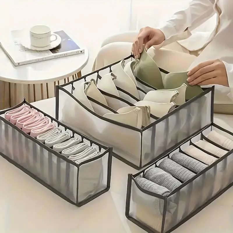 Set of Three Non-Woven Fabric Storage Boxes