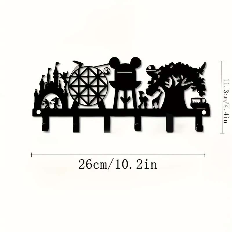 1pc Whimsical Metal Wall Art with Ferris Wheel Carousel  Tree DesignEasy-Install Storage Rack w