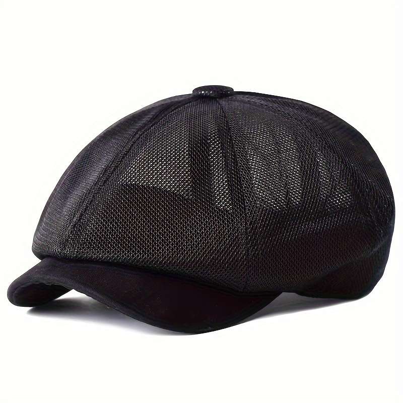 1pc Breathable Mesh Newsboy Cap Summer Casual Outdoor Beret Fashion Solid Color Octagonal Hat fo