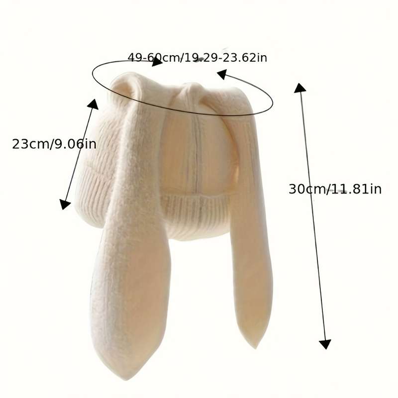 1pc Cozy Knitted Bunny Ears Beanie Hat for Women 100% Acrylic Stretchable Skull Cap with Brea
