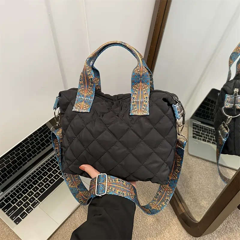1pc Stylish Quilted Nylon Crossbody And Shoulder Bag for Girls Durable Casual