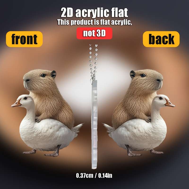 1pc 2D Flat   Capybara Riding Goose Acrylic Hanging Ornament  Design for Car Rearview