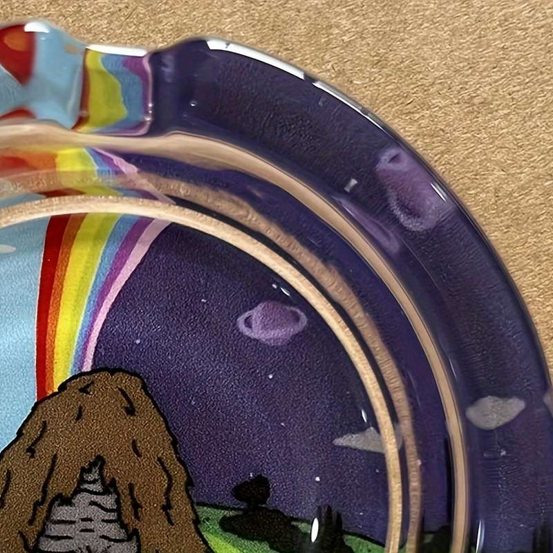 1pc Cartoon Monkey Glass Ashtray Round Decorative No Electricity Needed Ideal for Home Of