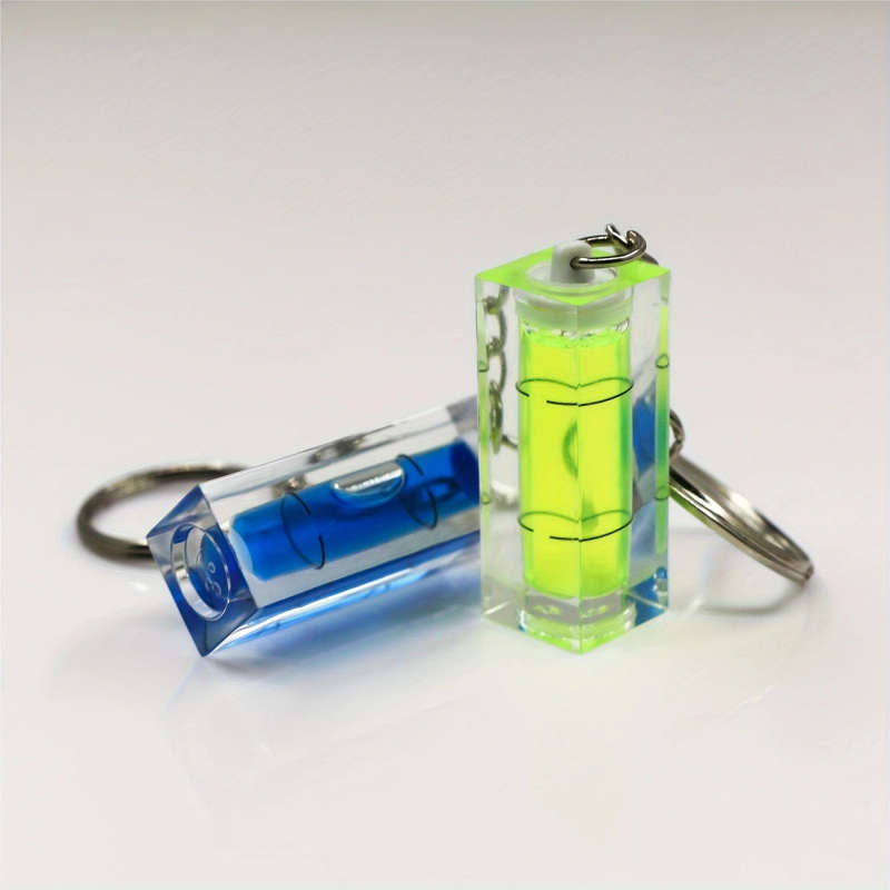 1pc Compact Acrylic Keychain Level Portable Integrated Bubble Design with Blue Green Tube Levels