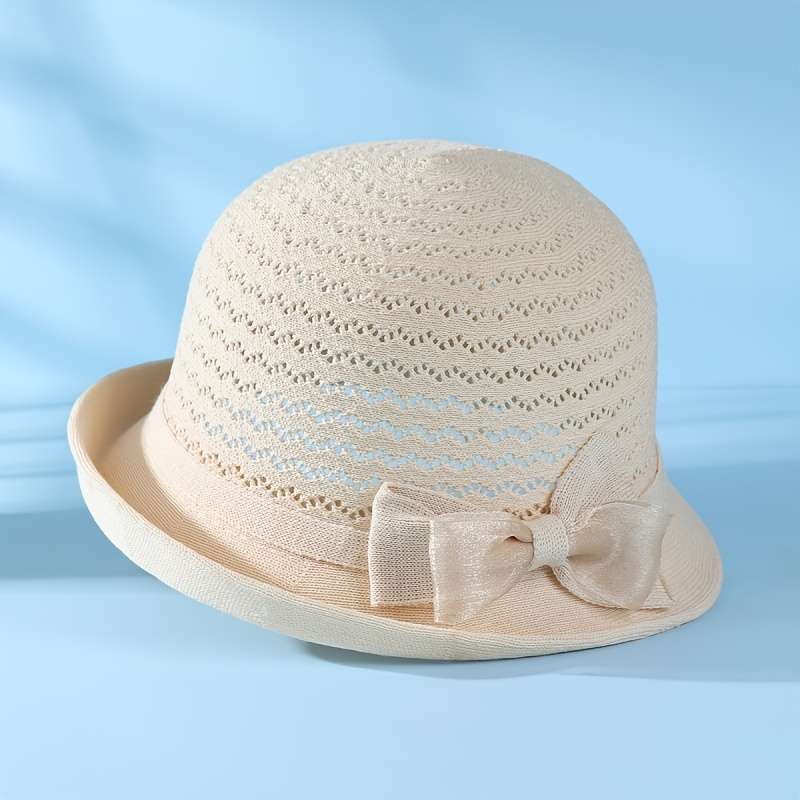 1pc Elegant Women'S Fedora Sun Hat Stylish Versatile Sun Protection Polyester Hand-Washable