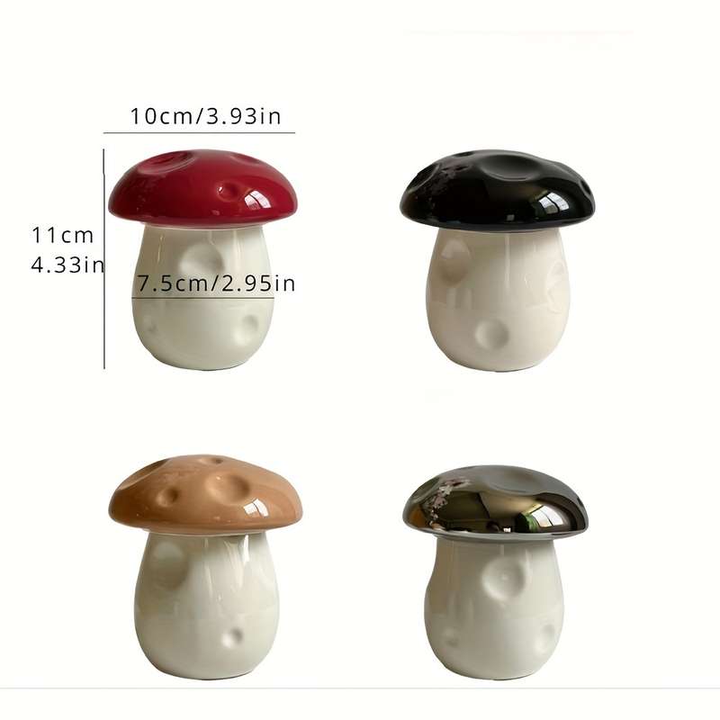 1pc Handmade Ceramic Mushroom Ashtray with Lid C Windproof Design for Indoor Outdoor Use Cut