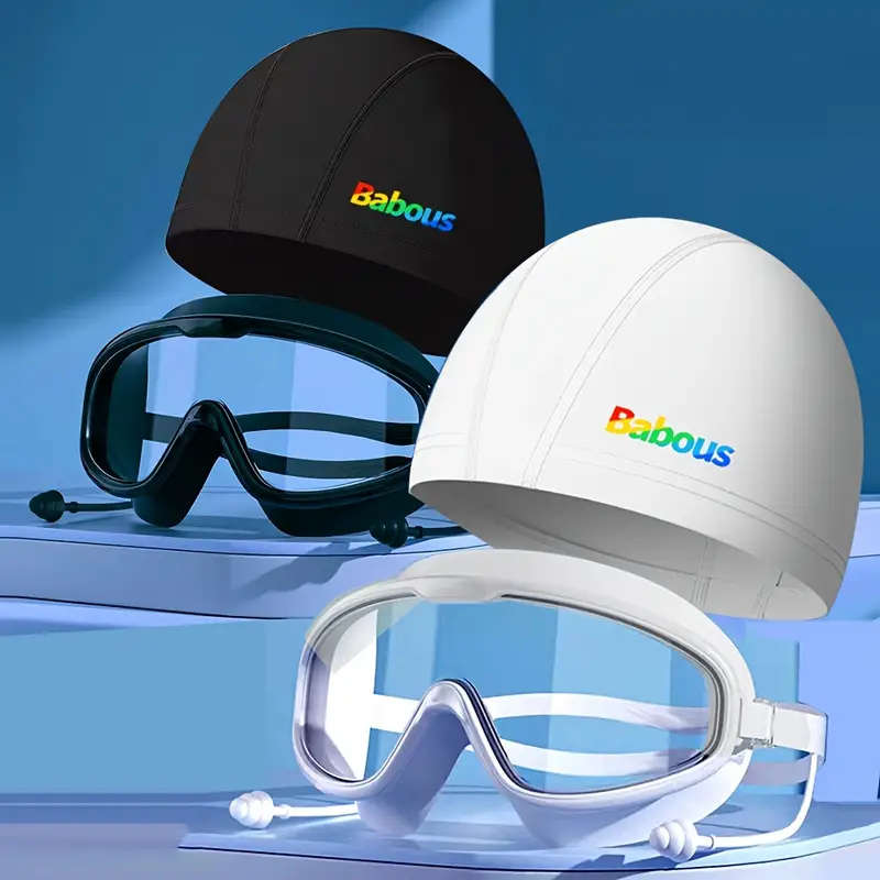 1pc Adult High-Definition Anti-Fog PC Material Swimming Goggles with Waterproof Large Frame Cool PU